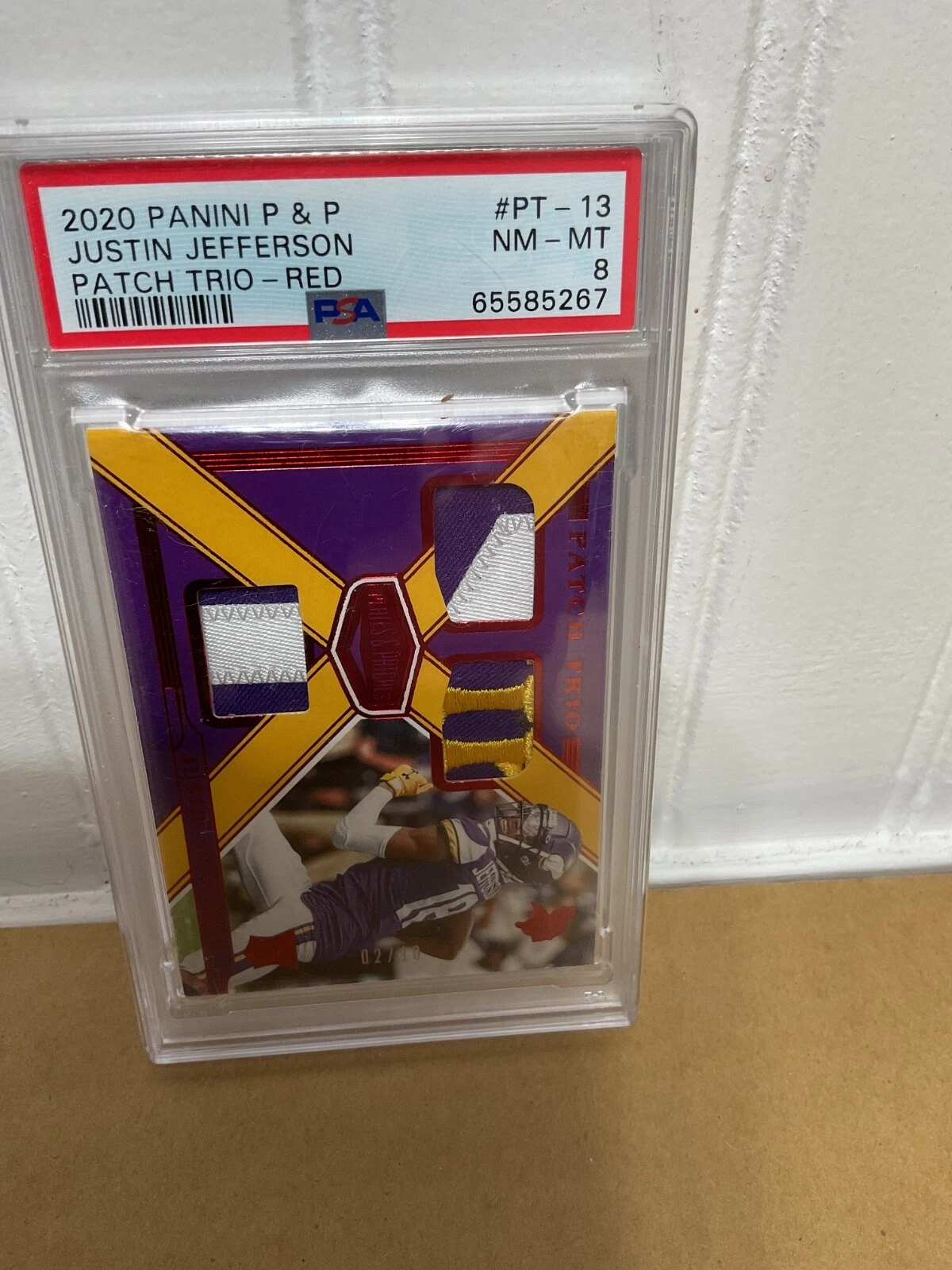 Justin Jefferson Panini Plates & Patches Patch Trio #PT13 Red