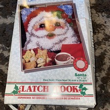 CARON WonderArt Latch Hook Kit 12" x 12" "Santa" Christmas Design NIP