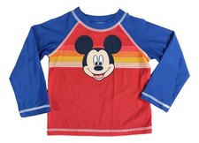 2T Toddler Boys Mickey Mouse Swim Shirt Long Sleeve Swimwear Rash Guard Gift