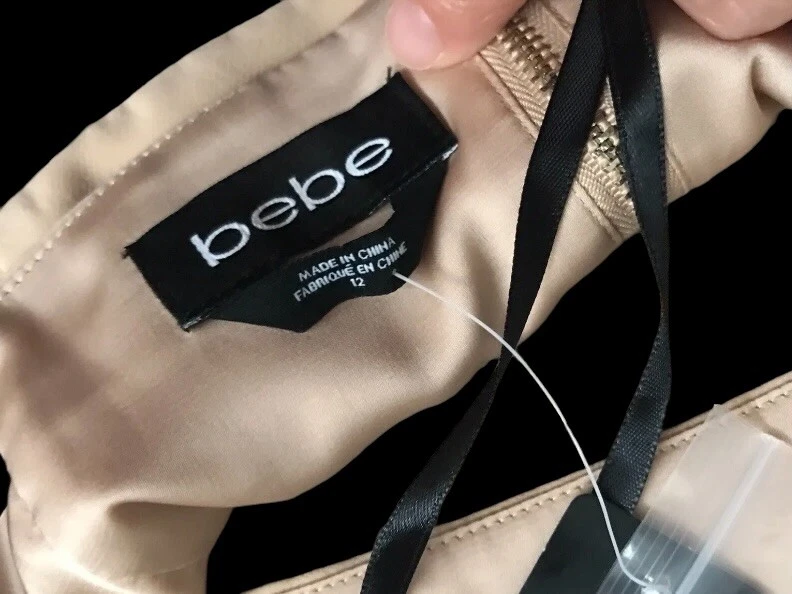 Camisa top halter BEBE para mujer talla 12 beige sin mangas recortada ropa de club nocturno nueva con etiquetas Foto 4 de 4