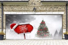 Merry Christmas Garage Door Covers Banners Outside New Year Home Decor GD118