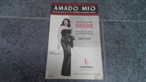 AMADO MIA  W/M by Roberts & Fisher)  from Gilda  - used vintage sheet music - Afbeelding 1 van 2