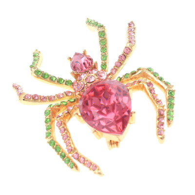 Gold Tone Metal Crystal Rhinestone Spider Brooch P1543-PNG
