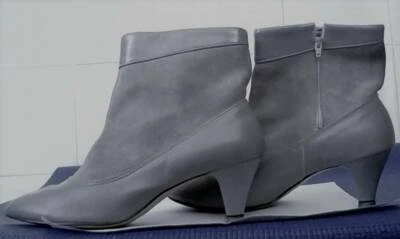 grey leather short boots