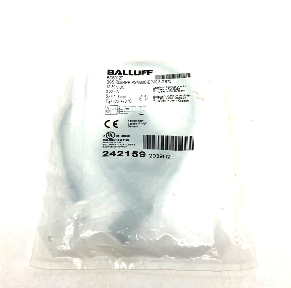 Balluff BCS R08RRE-PSM80C-EP00,3-GS75 Capacitive Proximity Switch Sensor BCS012T - Image 3 of 4