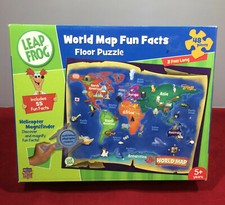 Leap Frog World Map Floor Jigsaw Puzzle w Magnifying Glass. 48 Pcs, Complete