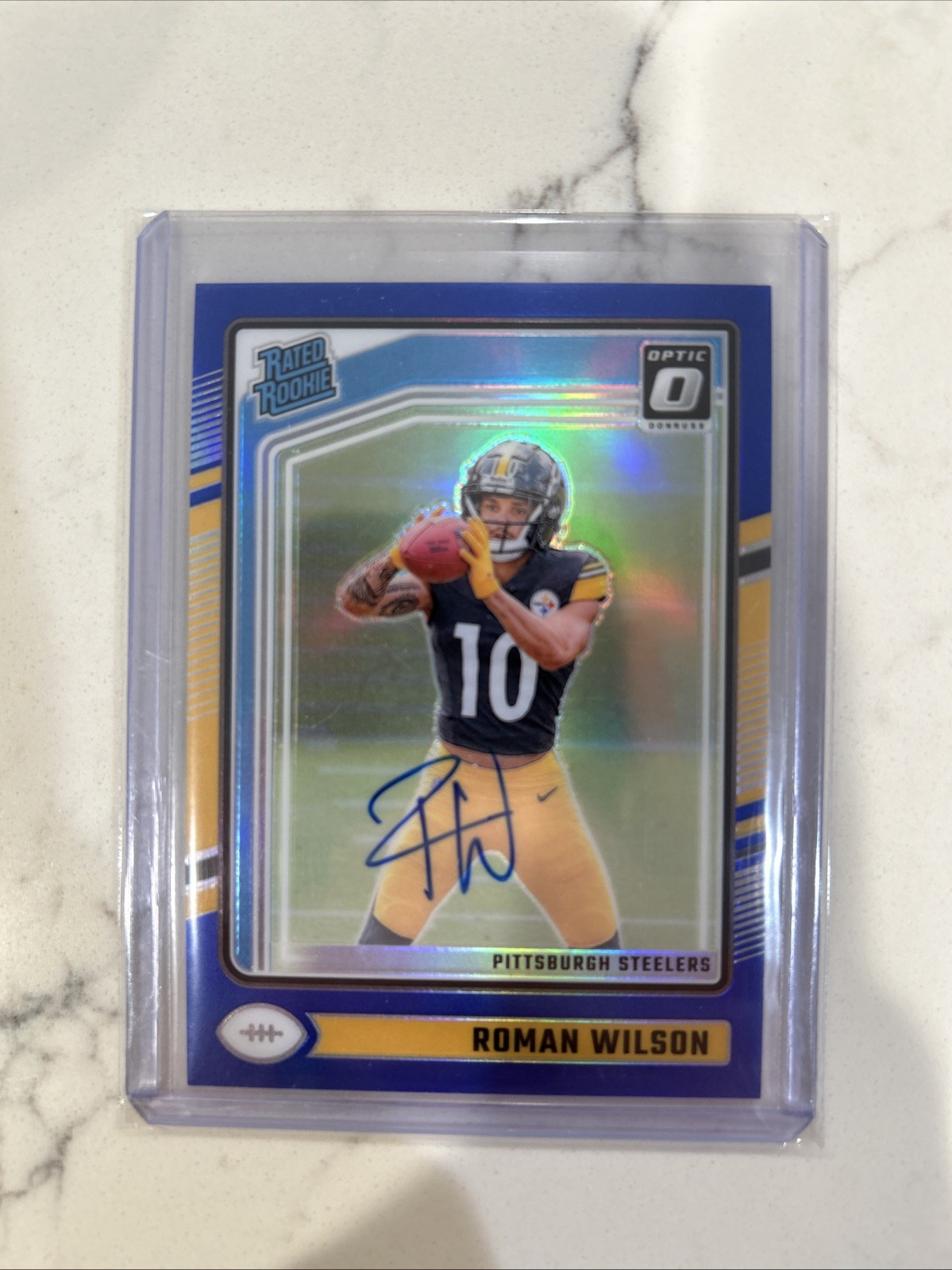 2024 Donruss Optic Roman Wilson Rated Rookie RPS Auto Blue #93/99 Steelers