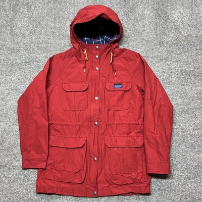 Penfield 60/40 Jacket Mens Small Red Hooded Canvas Parka Outdoor Lined Hiking