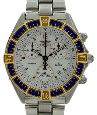 Breitling 41mm Men's J-Class Two Tone Blue Bezel Chronograph Watch