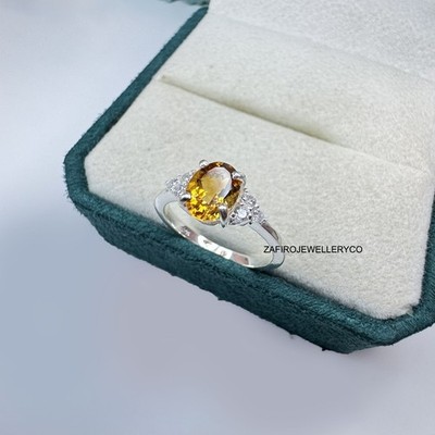 Citrine Ring, 92 Sterling Silver, Prong Rings, Stacker Ring, November Birthstone