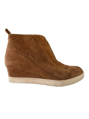 Linea Paolo Women Shoes, Leather Suede Zip Ankle Booties Wedge Sneakers, Sz 7.5