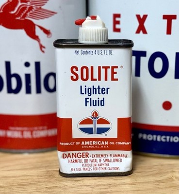 Rare Vintage American Solite Lighter Fluid Can 4oz Oiler Some Contents