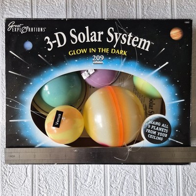 Great Explorations Glow in the Dark 3D Solar System Kit Ready to Hang clear wire