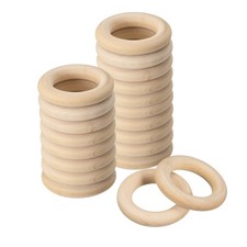20Pcs 30mm 1.2" Natural Wood Rings 6mm Smooth Unfinished Wooden Circles