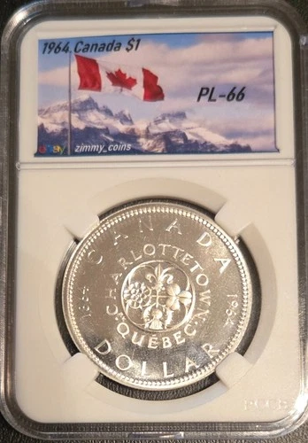 1964 Canada Silver (.800) Dollar • PL-66 • Brilliant Uncirculated • CUSTOM SLAB!