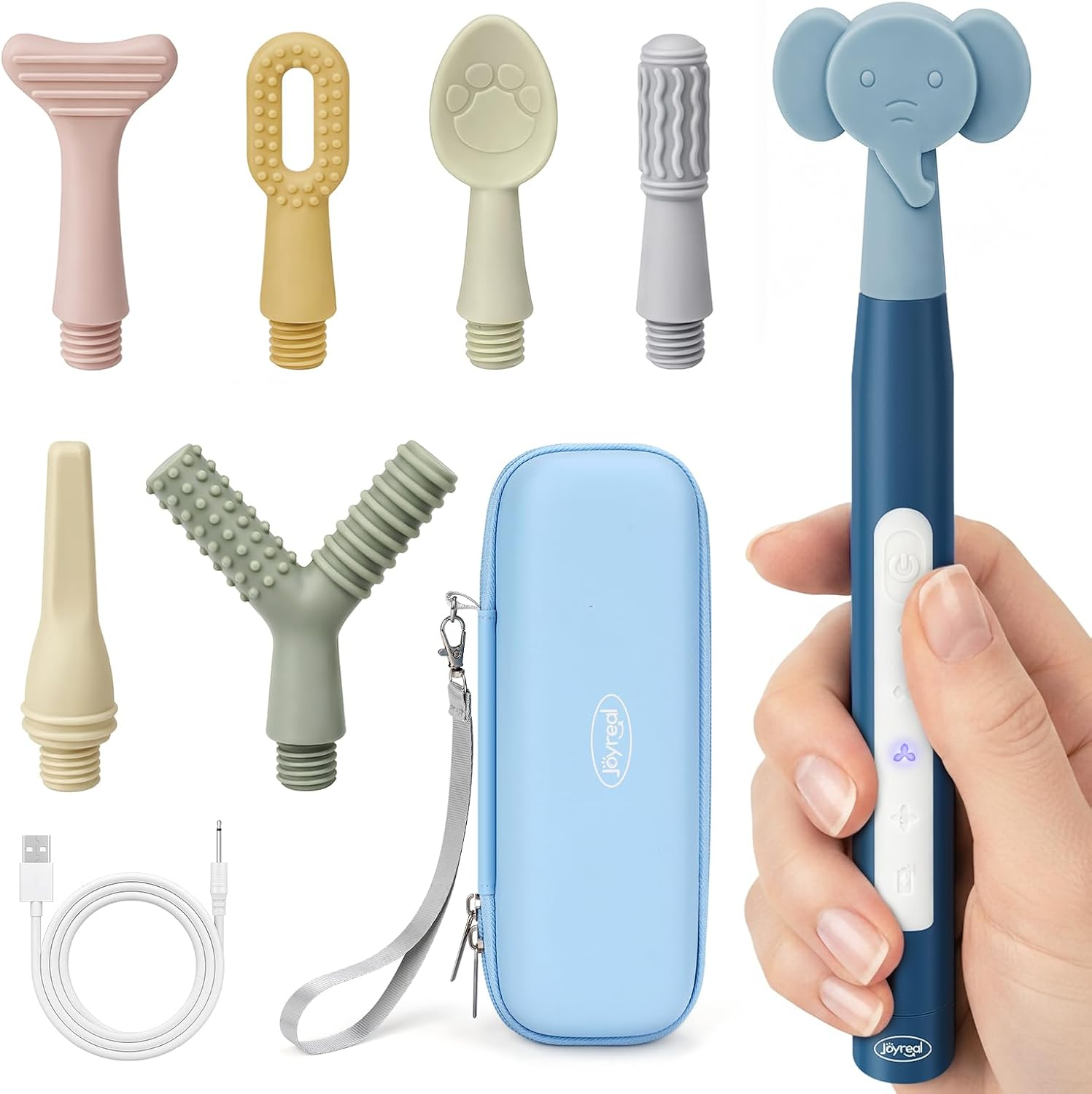 Oral Motor Stimulation Kit – Rechargeable Speech Therapy Tool with 7 Interchange