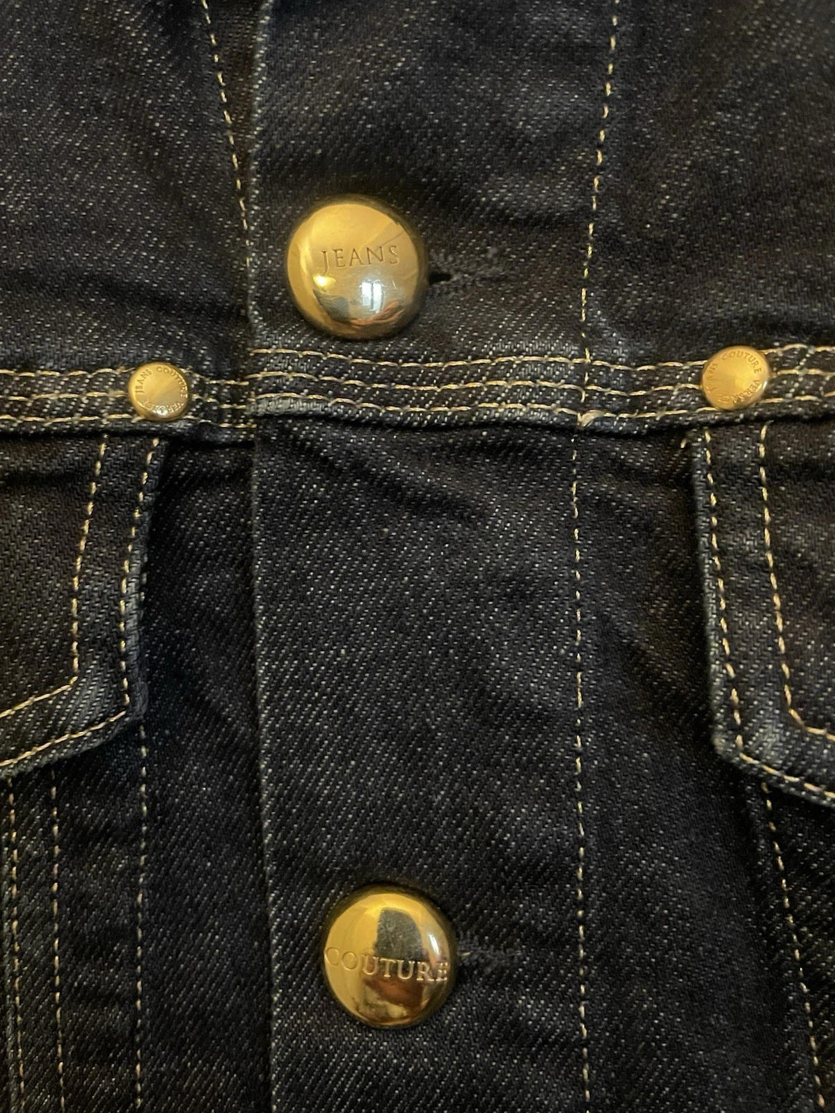 VERSACE JEANS COUTURE DARK BLUE RUGGED DENIM JACKET GOLD BUTTONS NEW MED 50 MEN - product detail image 8