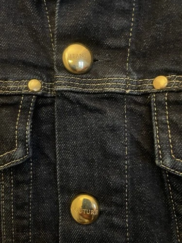 VERSACE JEANS COUTURE DARK BLUE RUGGED DENIM JACKET GOLD BUTTONS NEW MED 50 MEN image 8