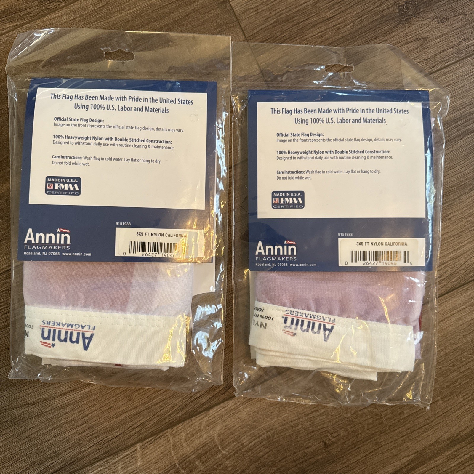 NEW 2 Annin Flagmakers CALIFORNIA REPUBLIC State Flag 5'x 3' 100% Nylon USA Made