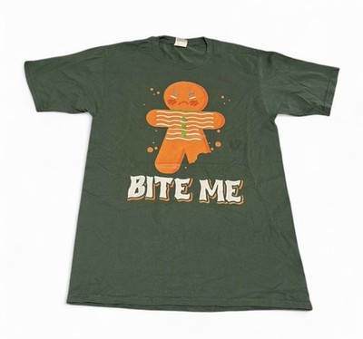 Bite Me Funny Gingerbread Cookie Tshirt Size Small Unisex