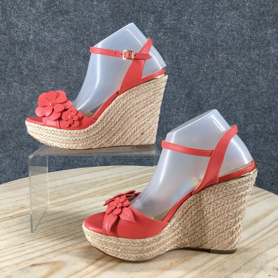NUEVO Michael Kors Tacones Mujer 6 M Flora Tirantes Cuña Alpargata Coral Rosa Foto 2 de 4