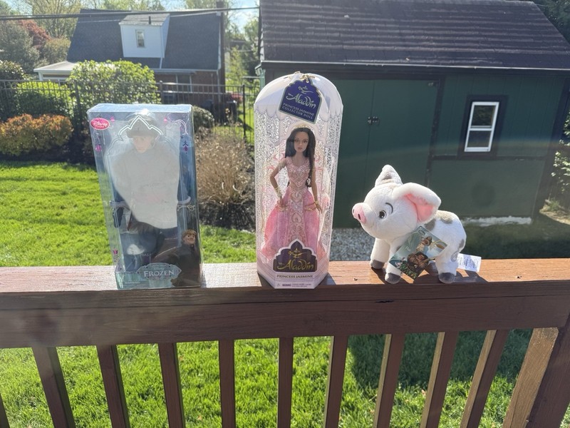 Disney Princess Jasmine And kristoff Dolls Plus Stuffed Pua From Moana