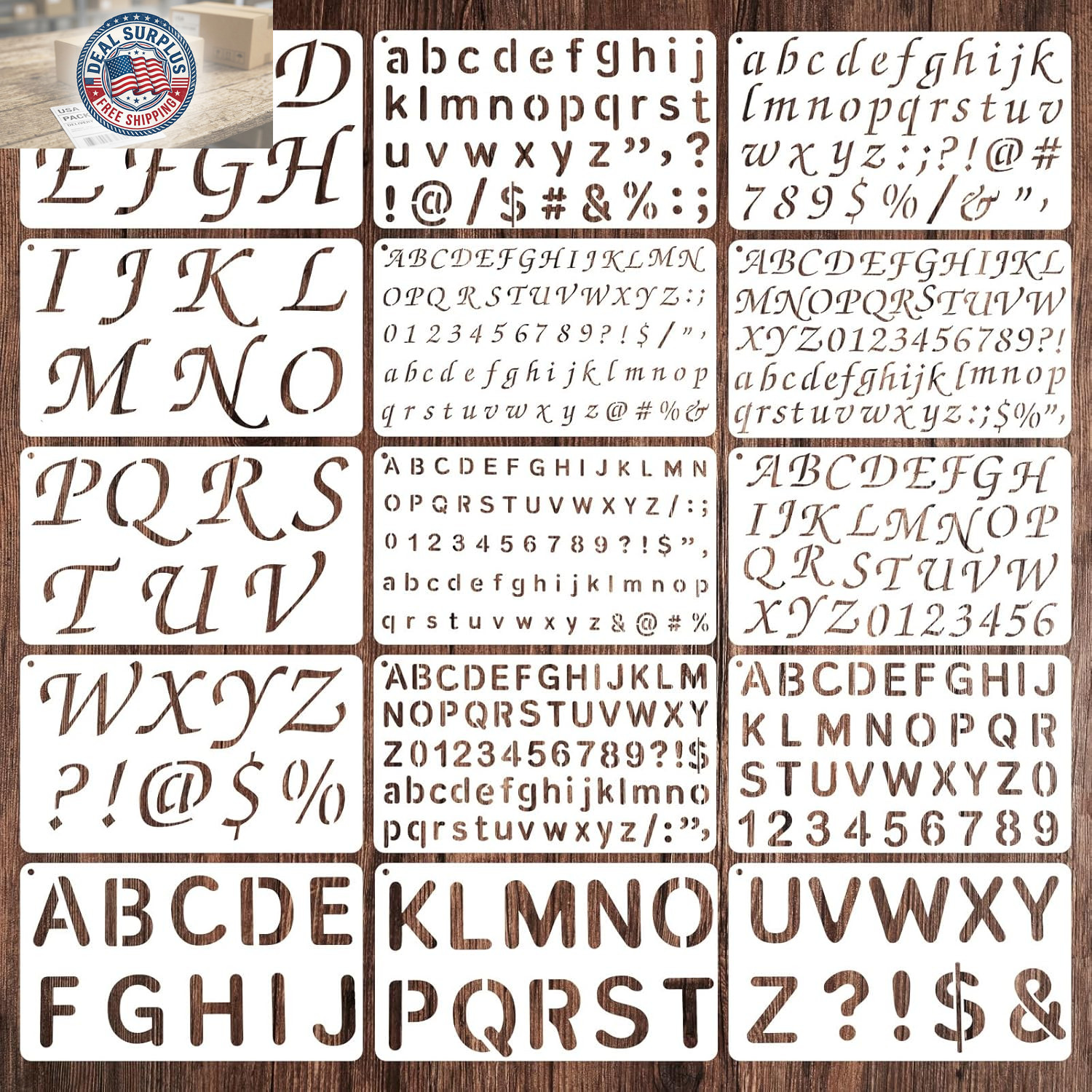15 PCS Letter Stencils for Painting 1/2, 3/4, 1, 2 Inch Reusable Alphabet Number