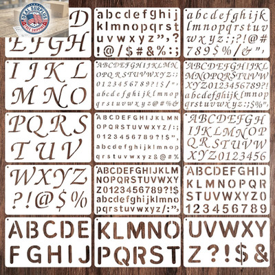 15 PCS Letter Stencils for Painting 1/2, 3/4, 1, 2 Inch Reusable Alphabet Number
