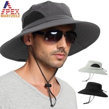 Unisex Sun Hat Wide Brim Waterproof Bucket Boonie Cap Fishing Hiking Men Women