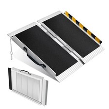 2FT Portable Wheelchair Ramp, Non-Slip Aluminum Folding Handicap Ramp for Hom...