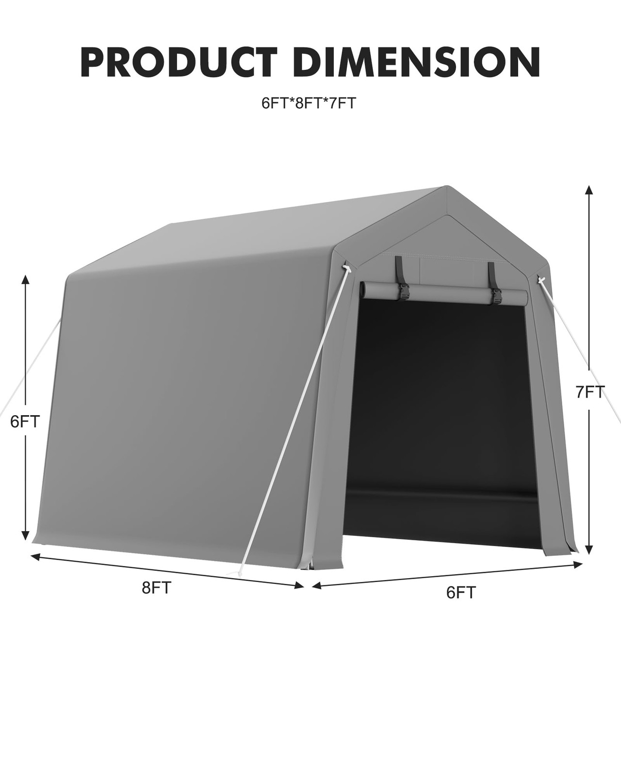 Storage Tent Portable Sheds 6x6/6x8/7x10/7x12/10x10 FT W/Rolled up Zipper Door