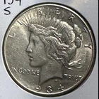 1934S US Peace SILVER Dollar! KEY DATE! "San Francisco Mint" Choice AU Details!