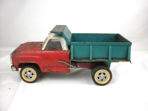 Dumper acciaio pressato rosso e blu Tonka 1961 vintage 13,5" - Foto 1 di 11