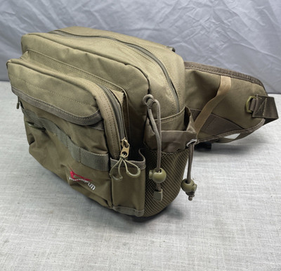 Piscifun Fishing Tackle Waist Sling Bag Khaki Storage Rod Holder Cross Body