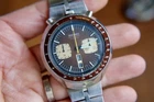 Vintage SEIKO Bullhead 43mm chronograph 6138-0049 Brown Automatic Men Watch RUNS