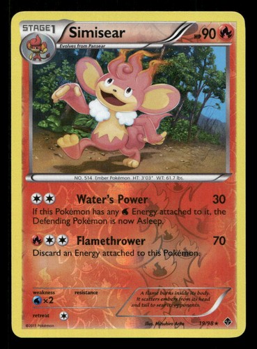 Simisear Reverse Holofoil Emerging Powers 19/98 LP Pokemon