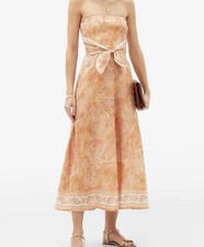 Zimmermann Brighton Tie Waist Dress Size 1 / AU 10 /US 6 Orange Paisley Midi EUC