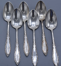 6 Rogers & Bros SAVOY Teapoons 6" Silverplate Flatware Monogrammed H