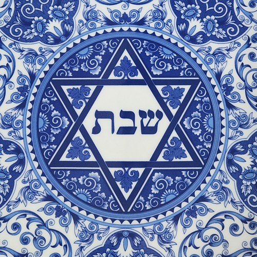 Spode Judaica Collection Challah Tablett Teller 11,5" blau und weiß Davidstern - Bild 4 von 5