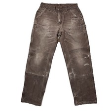 Carhartt Double Knee Carpenter Pants Brown 32x32 Faded And Crazy Distressing  