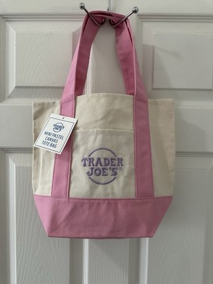 Trader Joe's Mini Pink Pastel Canvas Tote Bag Spring 2026 LIMITED EDITION NWTs