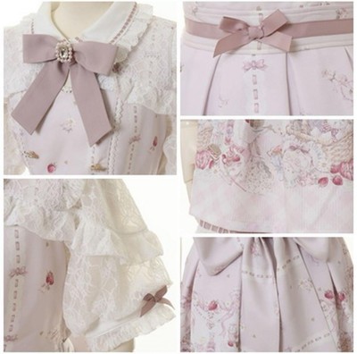 LIZLISA Sugary Treats Picnic Pattern Print Dress Set Up Pink Free