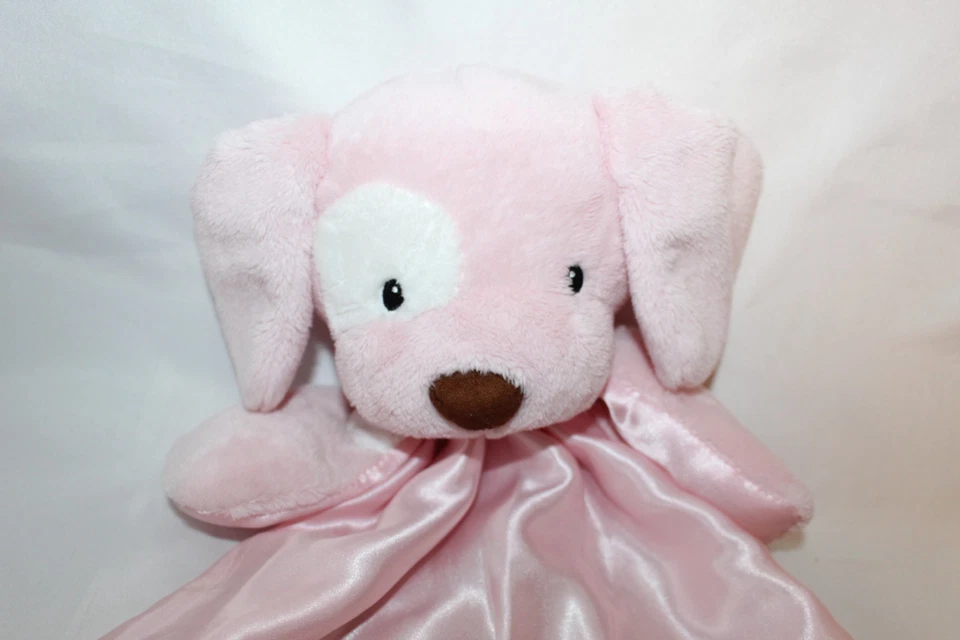 Плюшевое розовое атласное защитное одеяло для живота Baby Gund Spunky Puppy Huggy Buddy 16 дюймов - Изображение 2 из 4