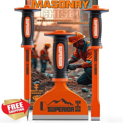 KIRXST 3pc Heavy Duty Masonry Chisel Set w/Guard
