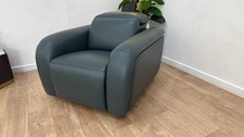 Sofology Drift Leather Chair Power Recliner/Headrest in Trusty Embossed Peacock