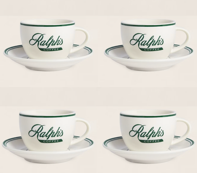 Ralph's Coffee Cup & Saucer Set of 4 3.75 oz ( 111 ml ) Ralph