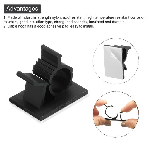 25Pcs Cable Management Clips, 8-10mm Dia Self Adhesive Nylon, Adjustable Black - Afbeelding 4 van 5