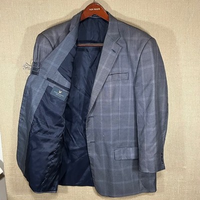 Lyle & Scott Scotland Men's Houndstooth Sport Coat Blazer Jacket Navy Grey 44R