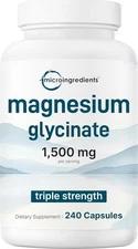 Triple Strength Magnesium Glycinate 1,500mg Per Serving, 240 Capsules | Easily +