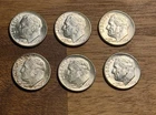 Lot of 6 1964 D Roosevelt Silver Dimes XF